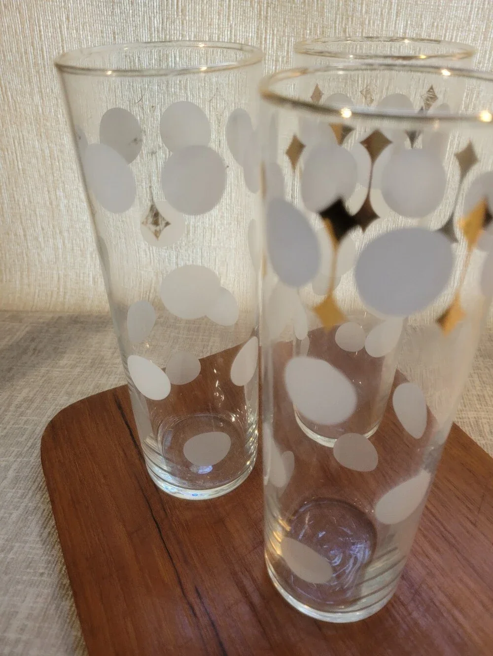 Libby Highball Collins White Dot Gold-Trim Glass Retro - Home Accents